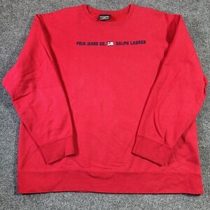 Vintage Polo Jeans Ralph Lauren Sweatshirt Red Flag Embroidered Made in USA 90's